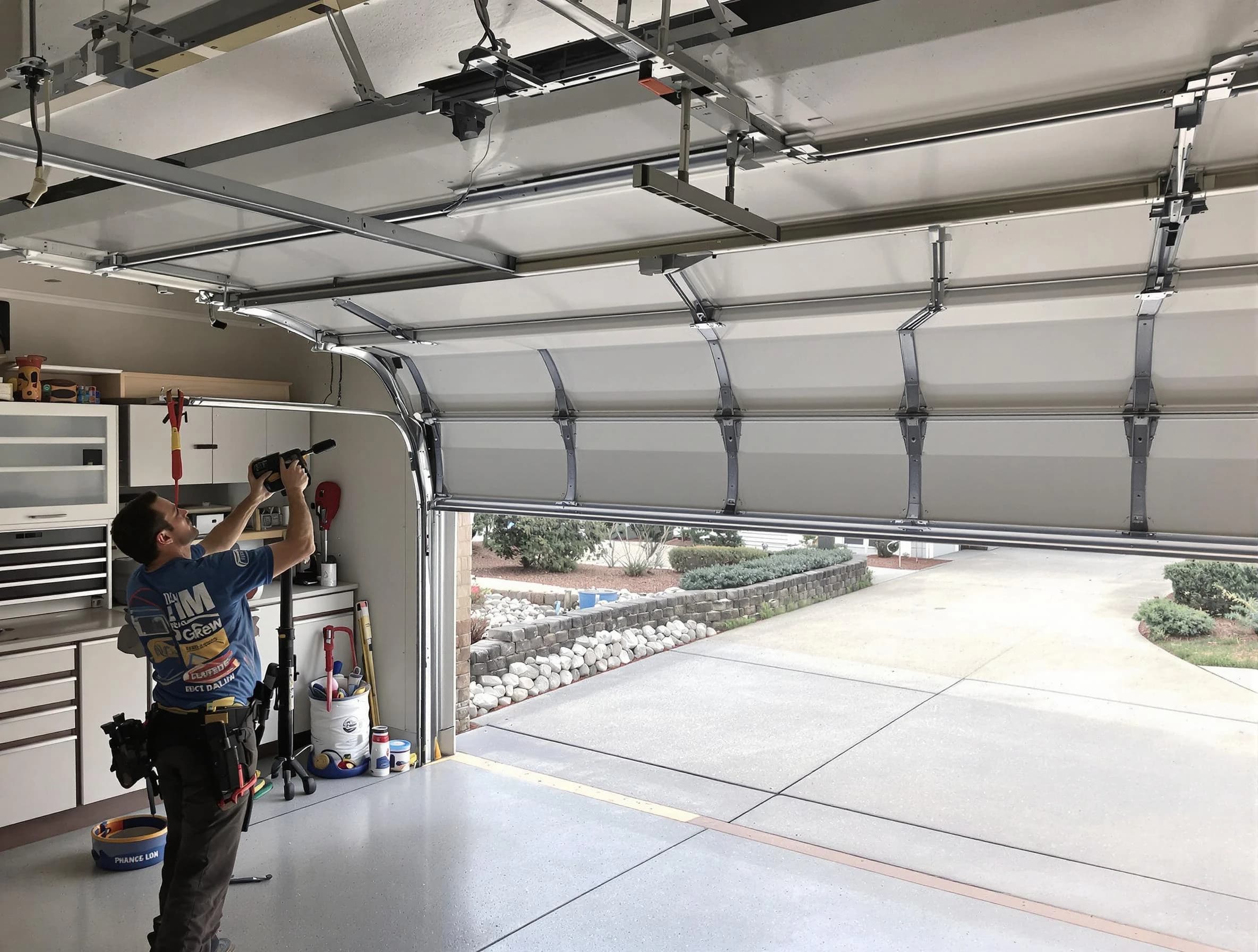 Garage door track repair service by Panthersville Garage Door Repair in Panthersville