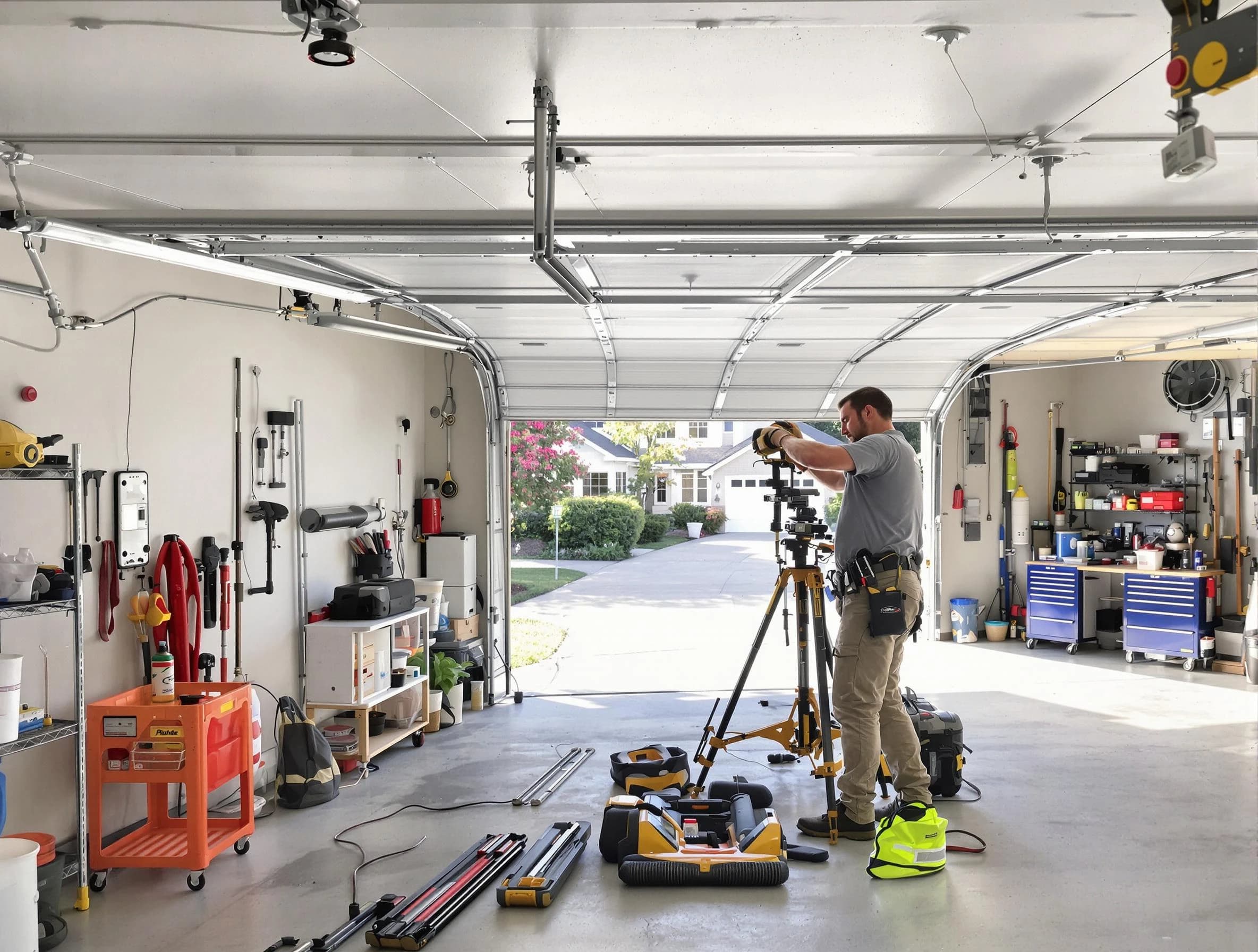 Panthersville Garage Door Repair specialist performing laser-guided track alignment in Panthersville