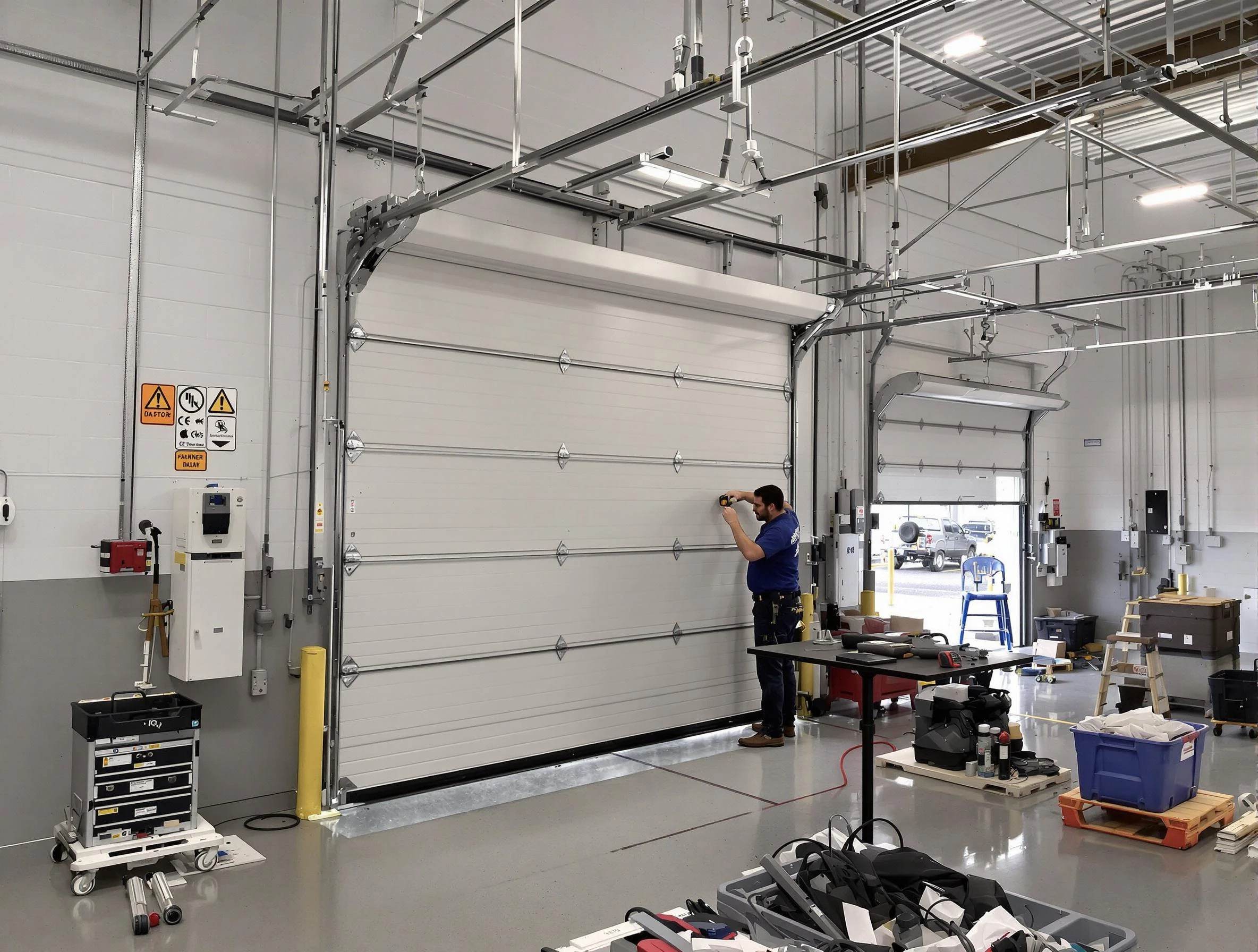 Commercial garage door repair being performed by Panthersville Garage Door Repair expert in Panthersville