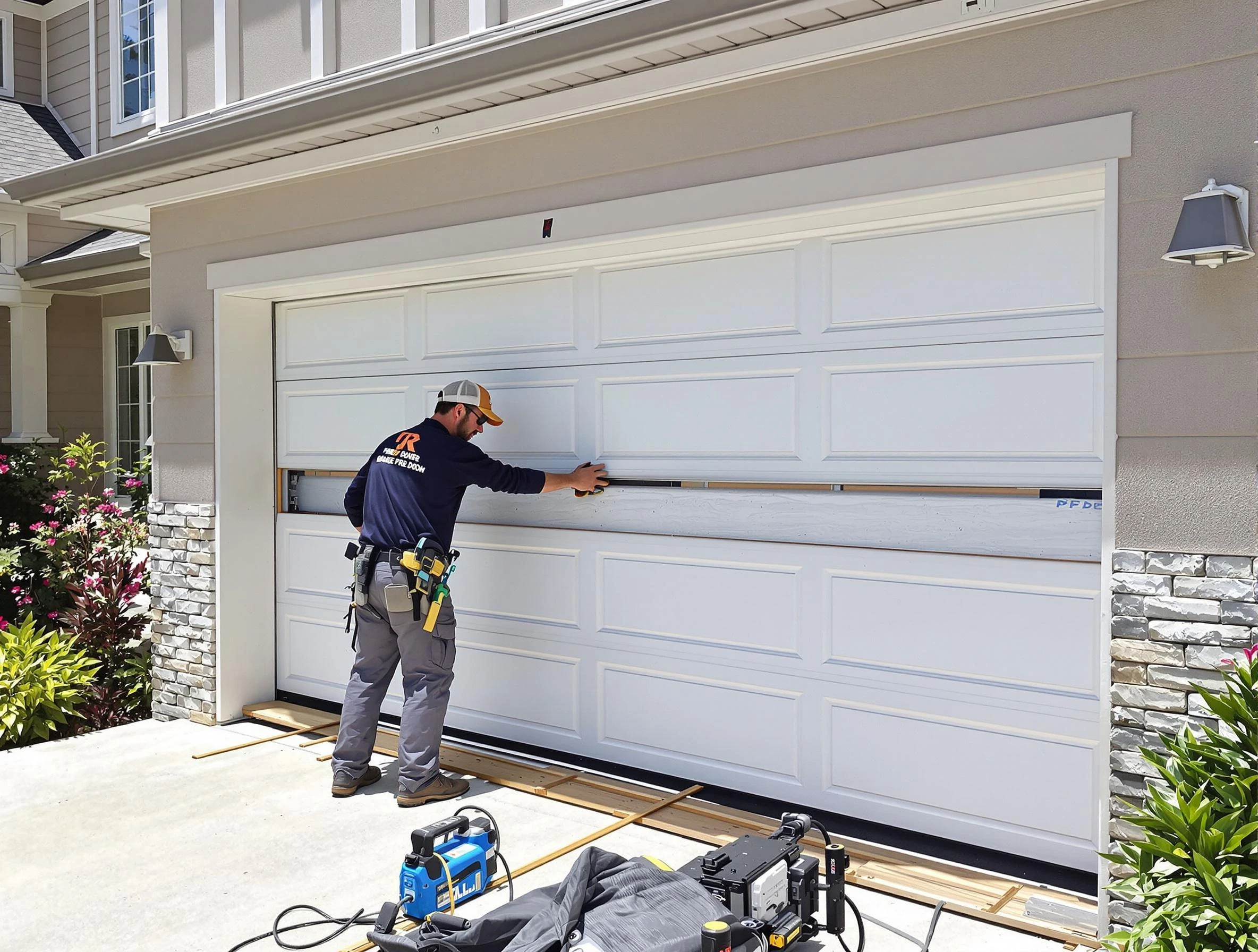 Panthersville Garage Door Repair team performing complete garage door replacement at Panthersville residence