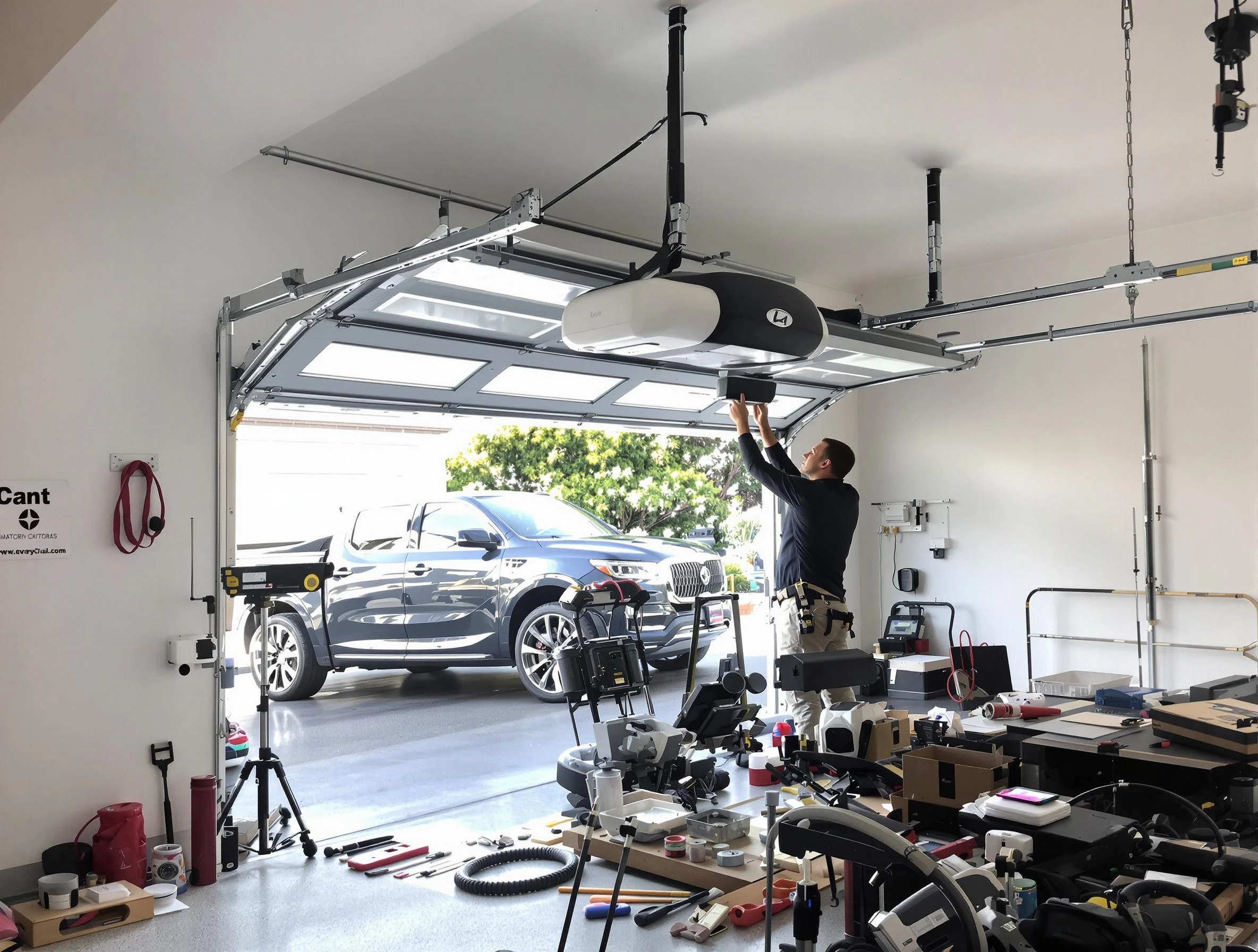Panthersville Garage Door Repair specialist installing smart garage door opener system in Panthersville home