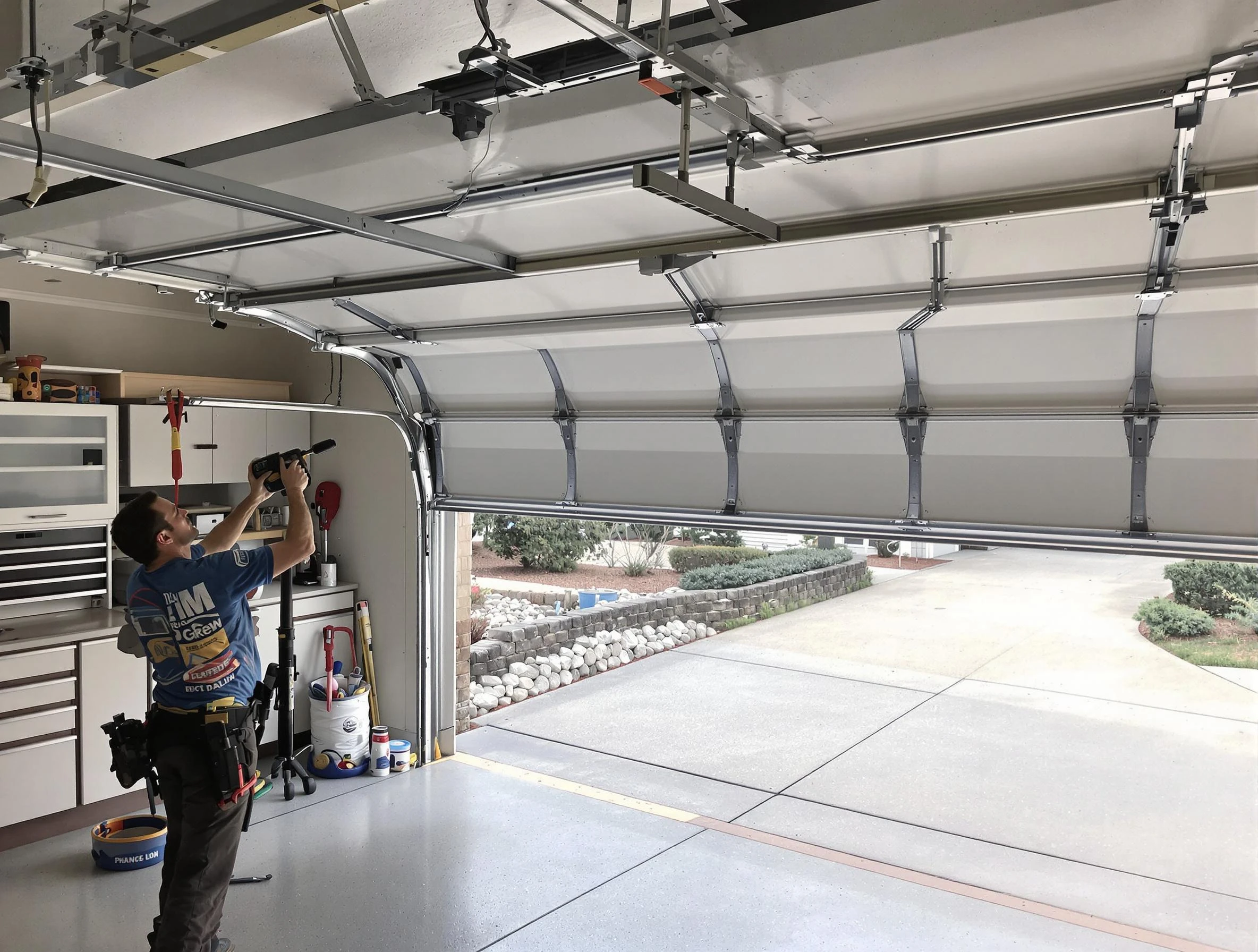 Garage door track repair service by Panthersville Garage Door Repair in Panthersville